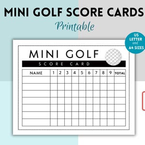 Afdrukbare scorekaart minigolf, scorekaart minigolfputt putt party, minigolfspel, scorekaart golf, scoreblad golf, 9-play-score