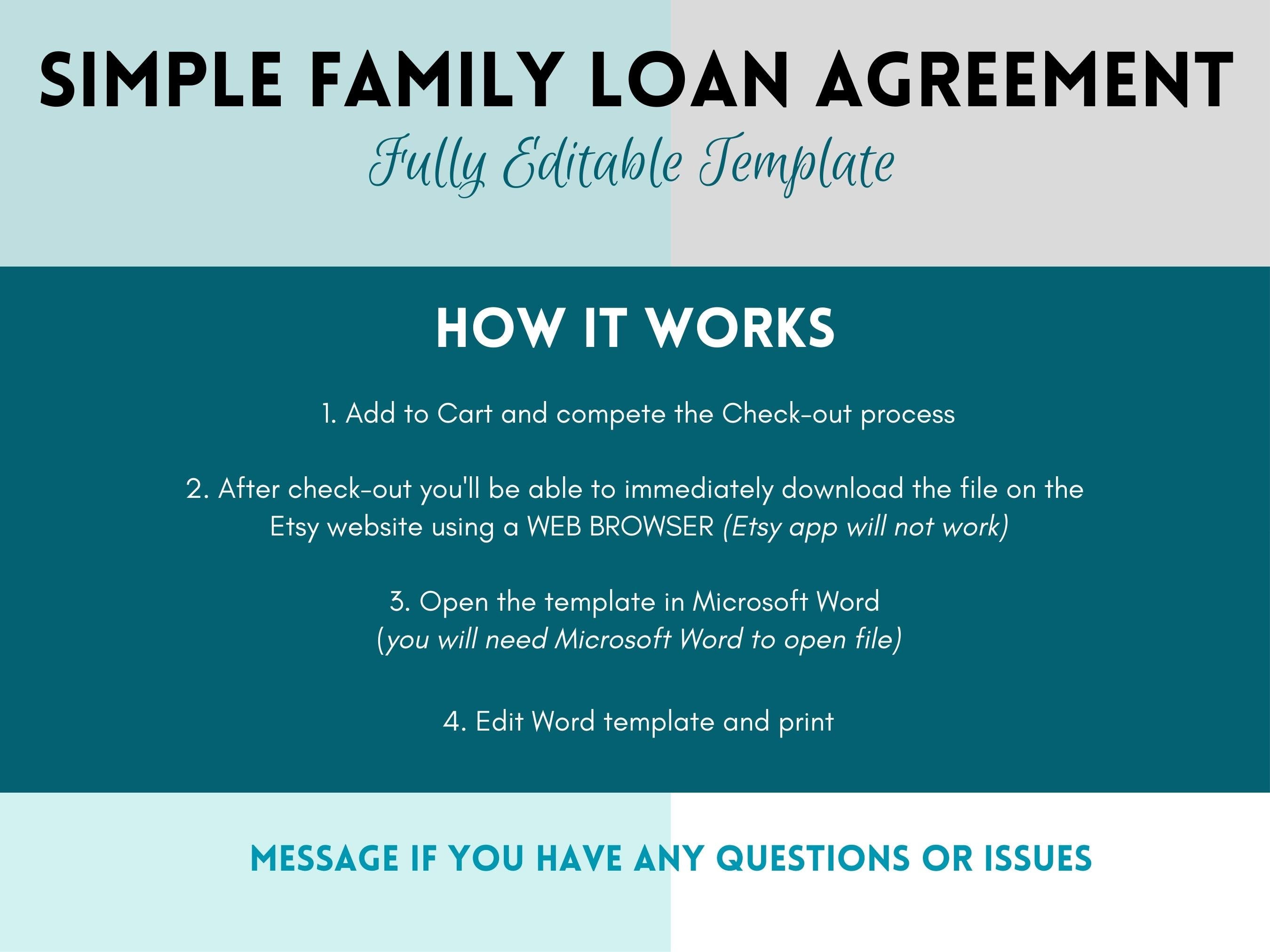 Simple Family Loan Agreement Template Family Loan Contract Family Simple Family Loan Agreement Template Family Loan Contract Family