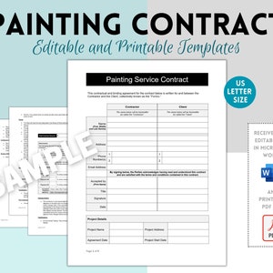 Editable Painting Contract Template, Painting Proposal Template,  Painting Estimation form, Home Painting Job , House Painting