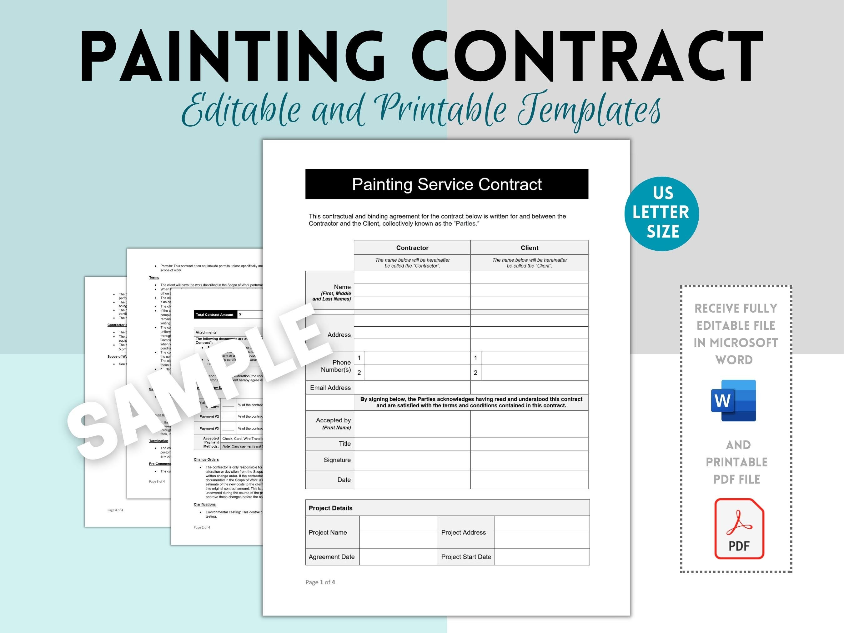 Editable Painting Contract Template, Painting Proposal Template Editable Painting Contract Template, Painting Proposal Template