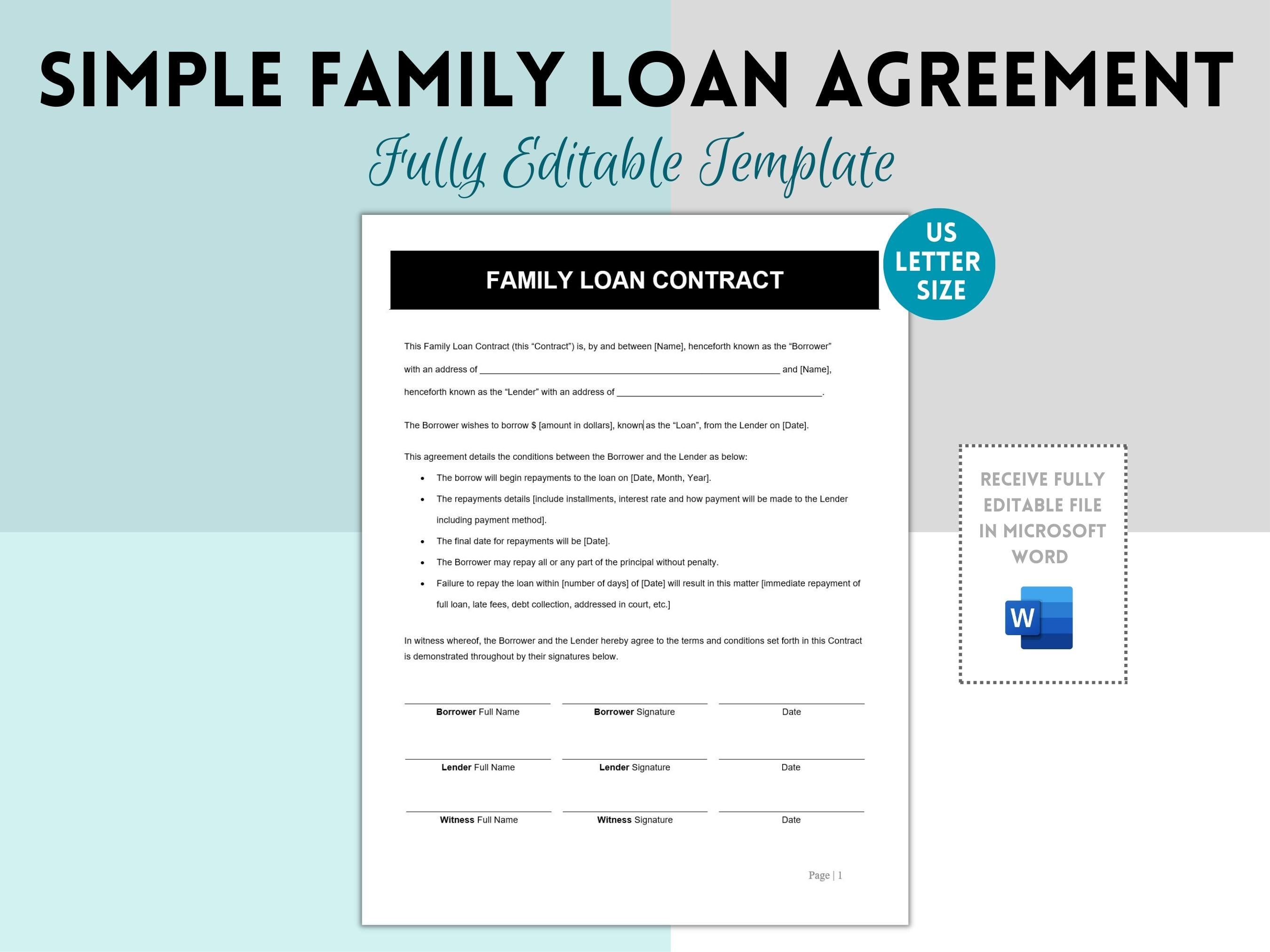 Simple Family Loan Agreement Template, Family Loan Contract, Family Simple Family Loan Agreement Template, Family Loan Contract, Family