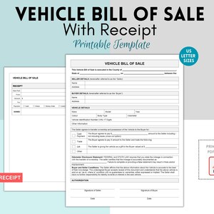 Vehicle Bill of Sale, Motor Vehicle Sale Contract, Vehicle Bill Of Sale, Vehicle Bill of Sale template, Motorcycle Sale, Truck Sale, Receipt