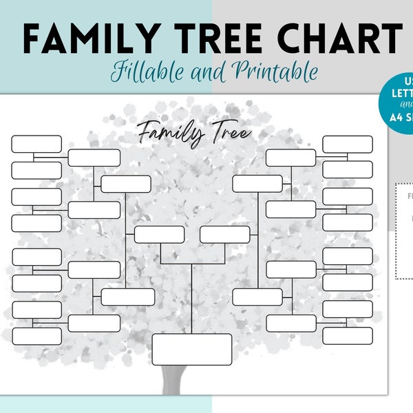 Blank Family Tree Chart Template,  Family History, Pedigree Chart, Genealogy Chart, Ancestor Chart, 5 Generations, Gifts family