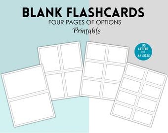 Printable Blank Flashcards, School Flashcards, DIY Flashcards, Blank Sight Word Flashcards, Flashcard Template, Teacher Homeschool Resource