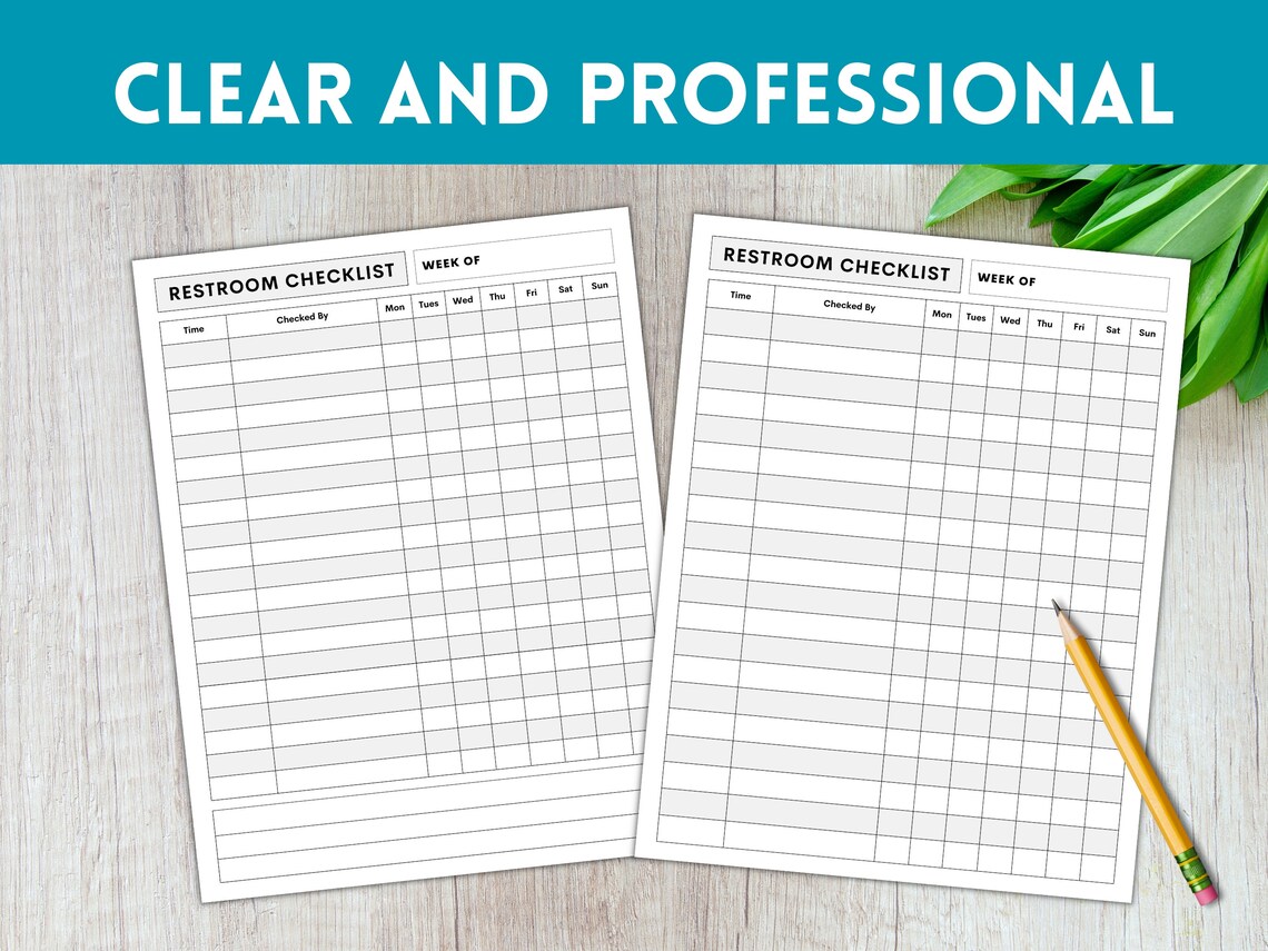 Printable Restroom Cleaning Log for Businesses, Bathroom Cleaning Log