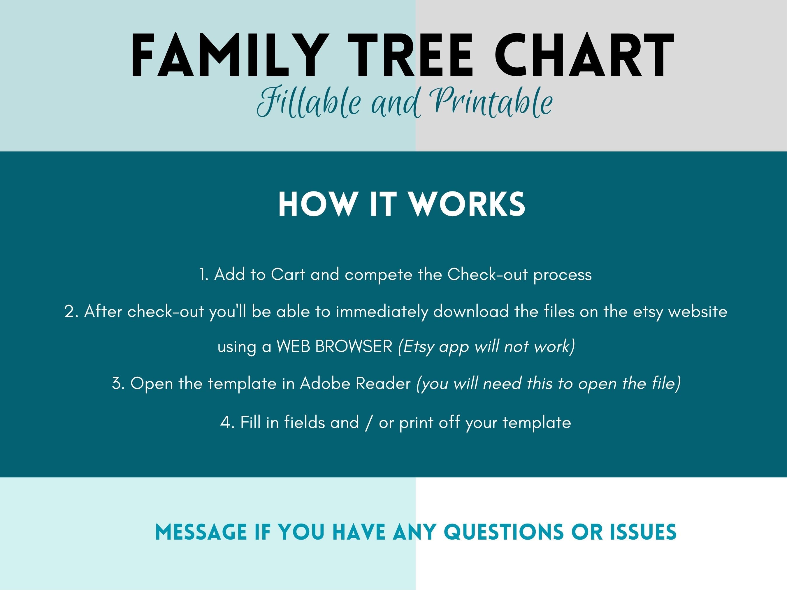 Blank Family Tree Chart Template Family History Pedigree - Etsy