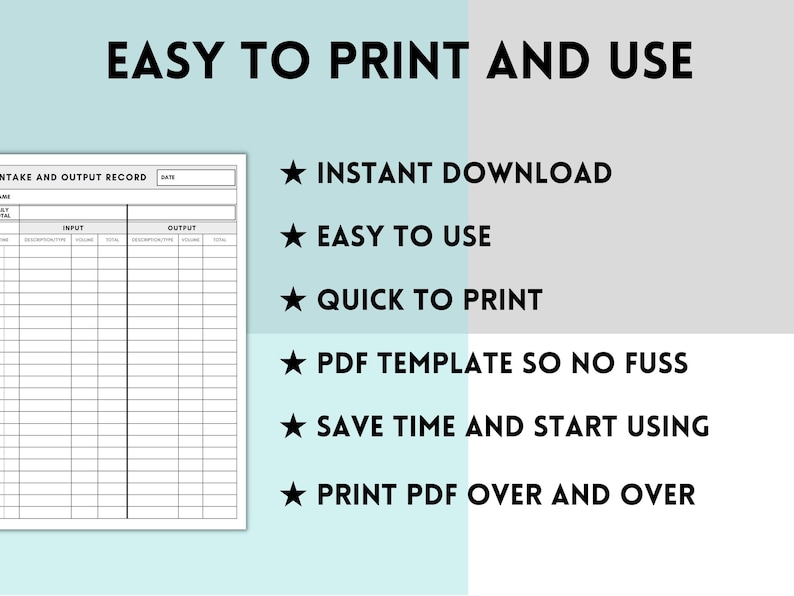 Fluids Intake and Output Record, Fluid Balance Chart, Intake and Output ...