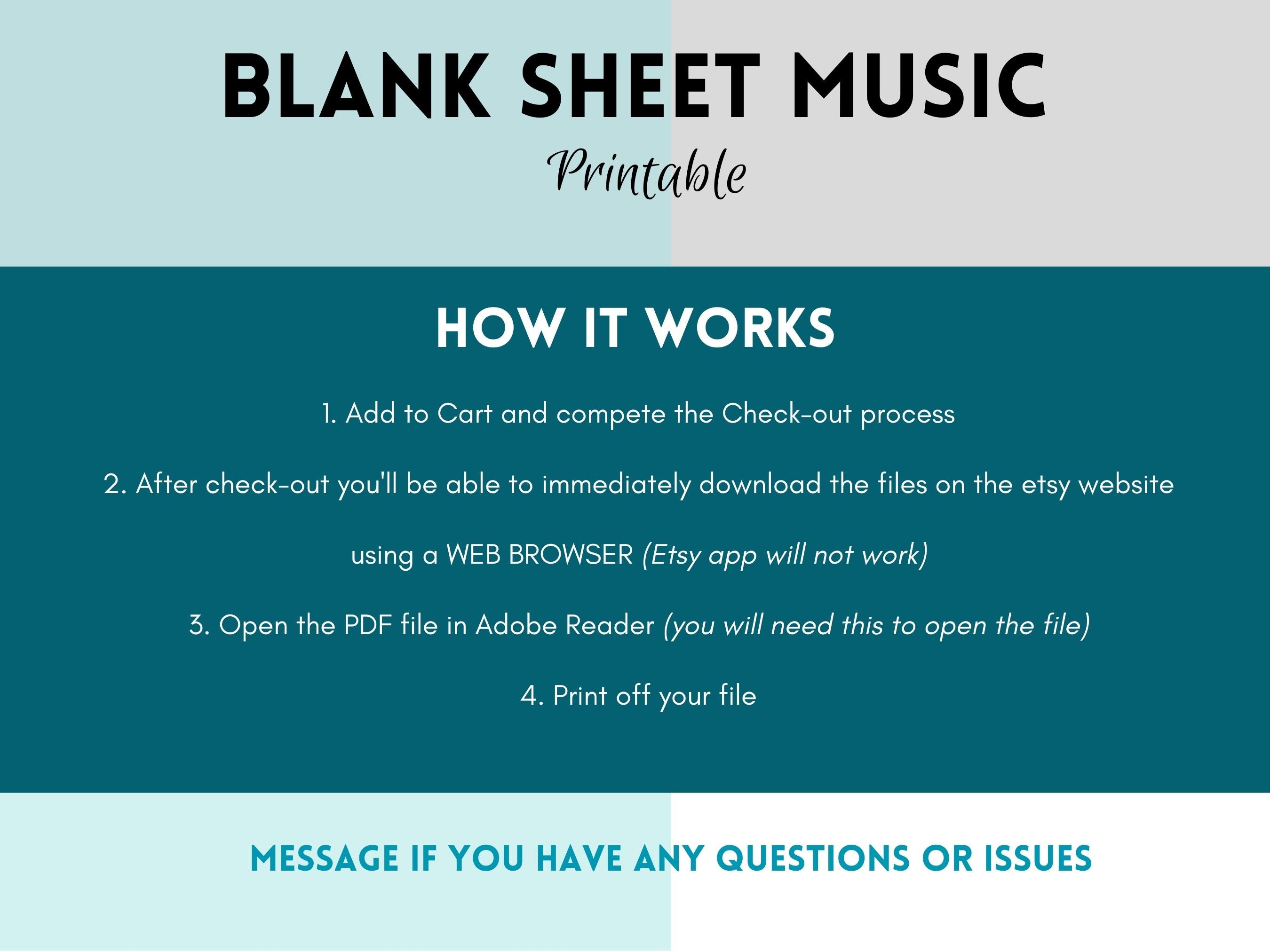 Printable Sheet Music for Letter and A4, Piano Staff Paper, Blank Sheet ...