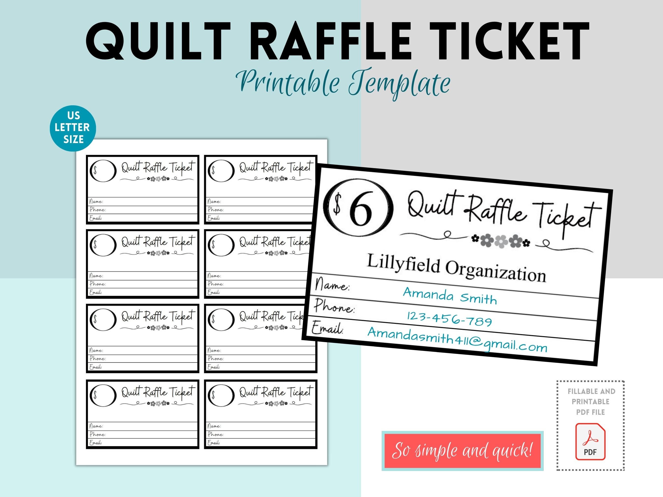 Editable Quilt Raffle Ticket, Ticket Printable, Editable Quilting Ticket Template, DIY Event