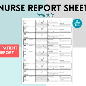 Nurse Report Sheet, 10 Patient Nursing Planner, Nursing Rounds, Nurse Brain Sheet, New Grad Nurse, RN Report, Multiple Patient Report Sheet