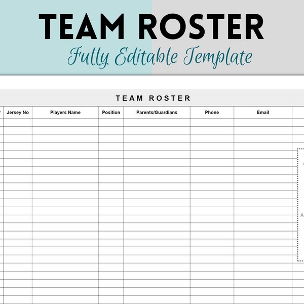 Team Roster, Sports Roster Printable, Soccer Team Roster, Softball Roster, Football Roster, Editable Word, Printable PDF