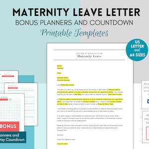 Plantilla de carta de trabajo por licencia de maternidad, licencia por paternidad, planificador de licencia de maternidad, licencia de maternidad para el empleador, carta editable, recurso laboral