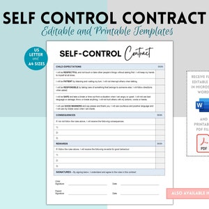 Self Control Contract, Child Behavior Contract, Children Actions and Consequences, Rules for Children, Child Rules Agreement, Rewards Chart