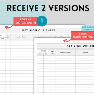 Key Sign Out Sheet, Signature List, Contact List, Sign in Out Form ...