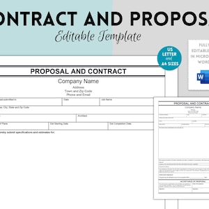 Contract And Proposal Template, Proposal and Contract Form, Printable Business Form, Editable Word and PDF Contract Form, Digital Download