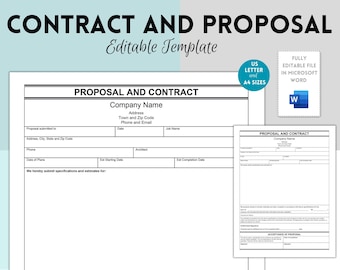 Contract template,  Printable Proposal and Contract Form, Business form template, Contract Digital Download, Printable Contract form Word