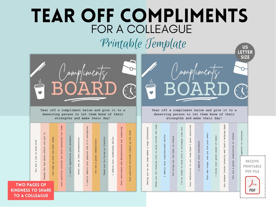 Printable Tear off Compliments, Random Acts of Kindness Activity ...