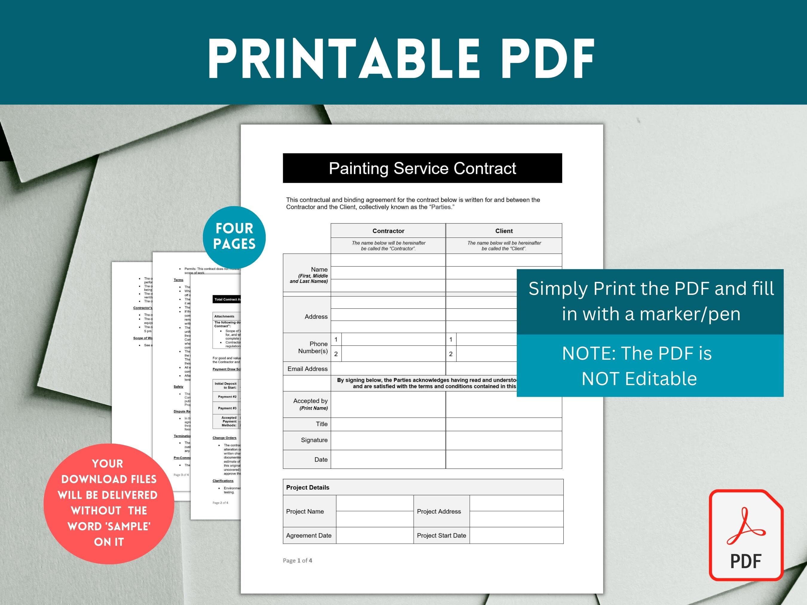 Editable Painting Contract Template Painting Proposal Template Editable Painting Contract Template Painting Proposal Template