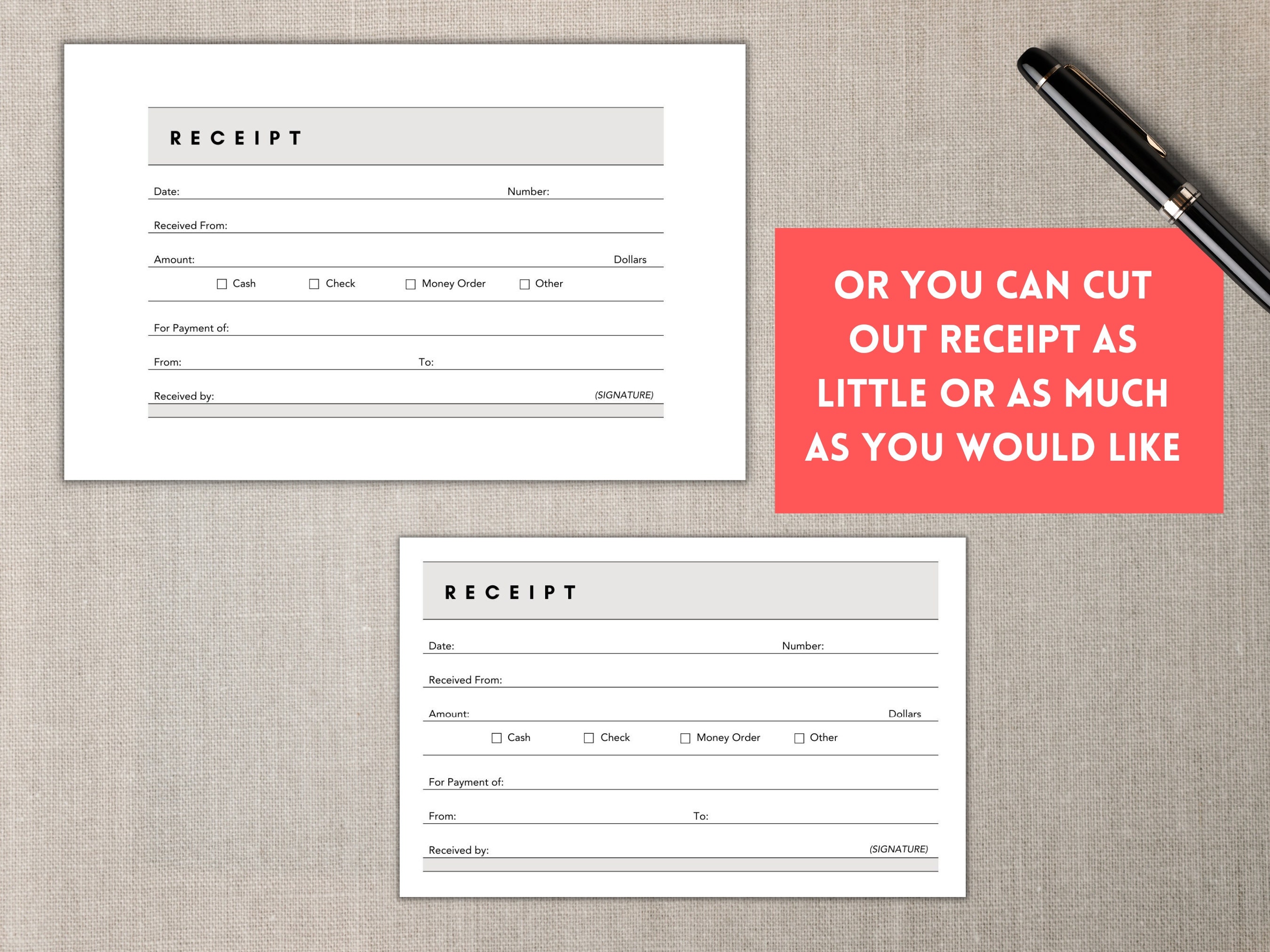 Simple Printable Receipt Form, Small Business Receipt, Sales Receipt