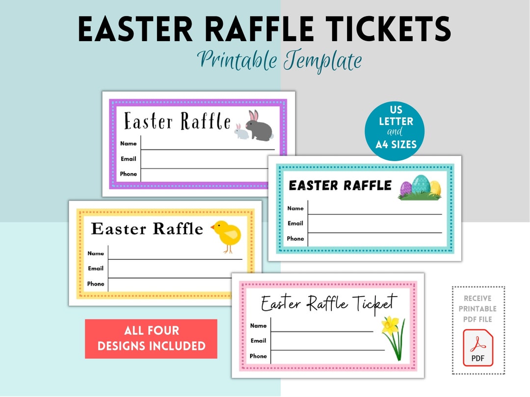 Printable Easter Raffle Ticket, Easter Raffle, Easter Raffle Ticket ...