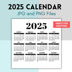2025 カレンダー PNG、2025 カレンダー JPG、カレンダー 2025、透明な背景のクリップアート、印刷可能なカレンダー、昇華画像、クラフト カレンダー