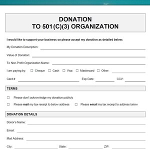 Donation to 501(c)(3) Organization, 501(c)(3) Donation Template, 501 ...