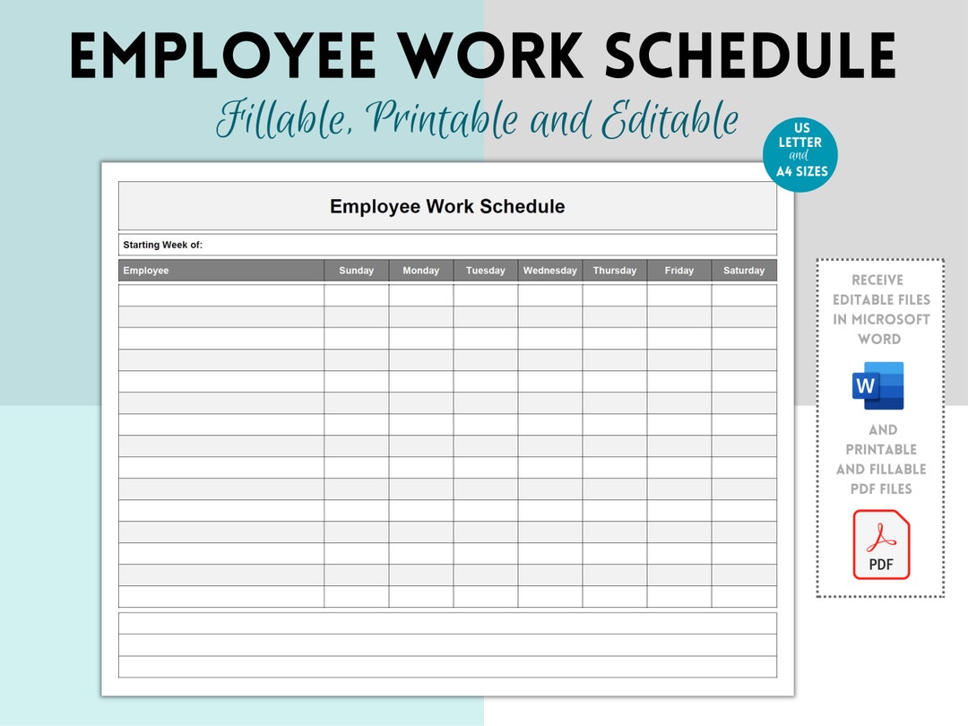 Business Employee Work Schedule, Employee Time Sheet. Employee Schedule ...