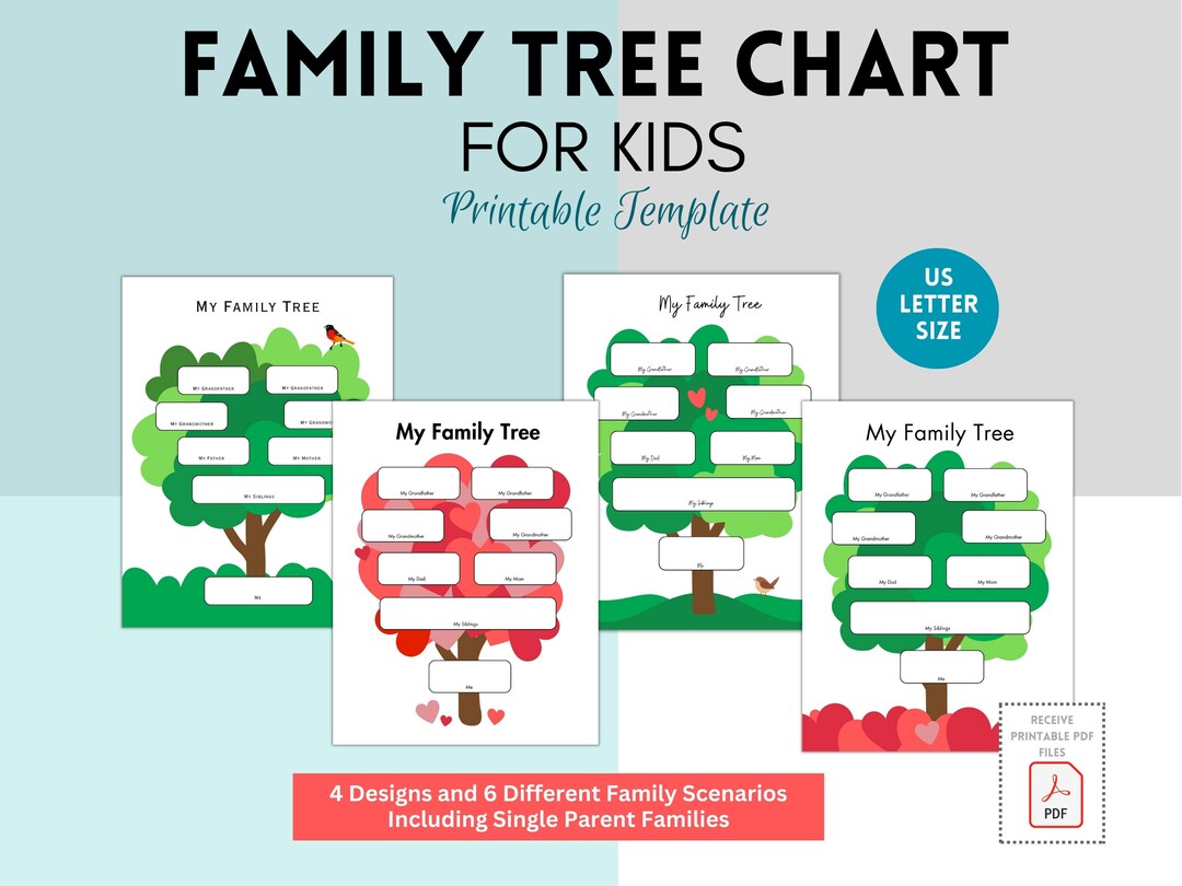 Family Tree Chart for Kids, Family History for Children, Genealogy ...