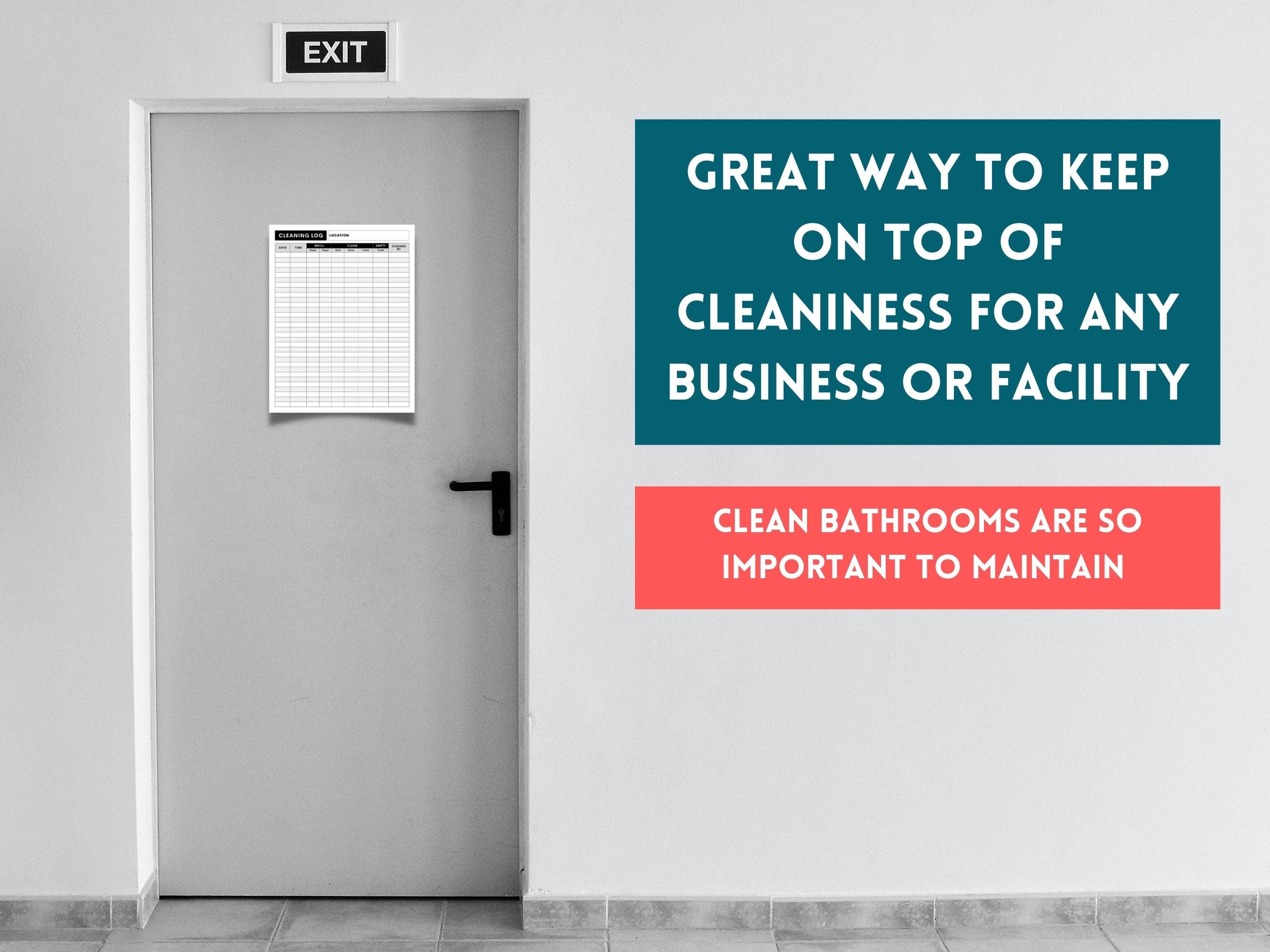 Printable Restroom Cleaning Log for Businesses, Bathroom Cleaning Log ...