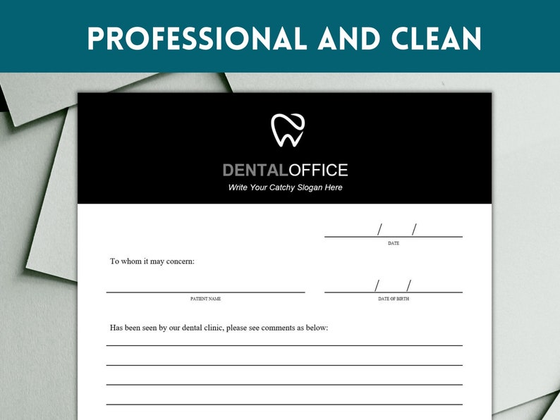 Dentist Note, Dentist Letter, Dentist Excuse, Doctor's Note, Doctor's