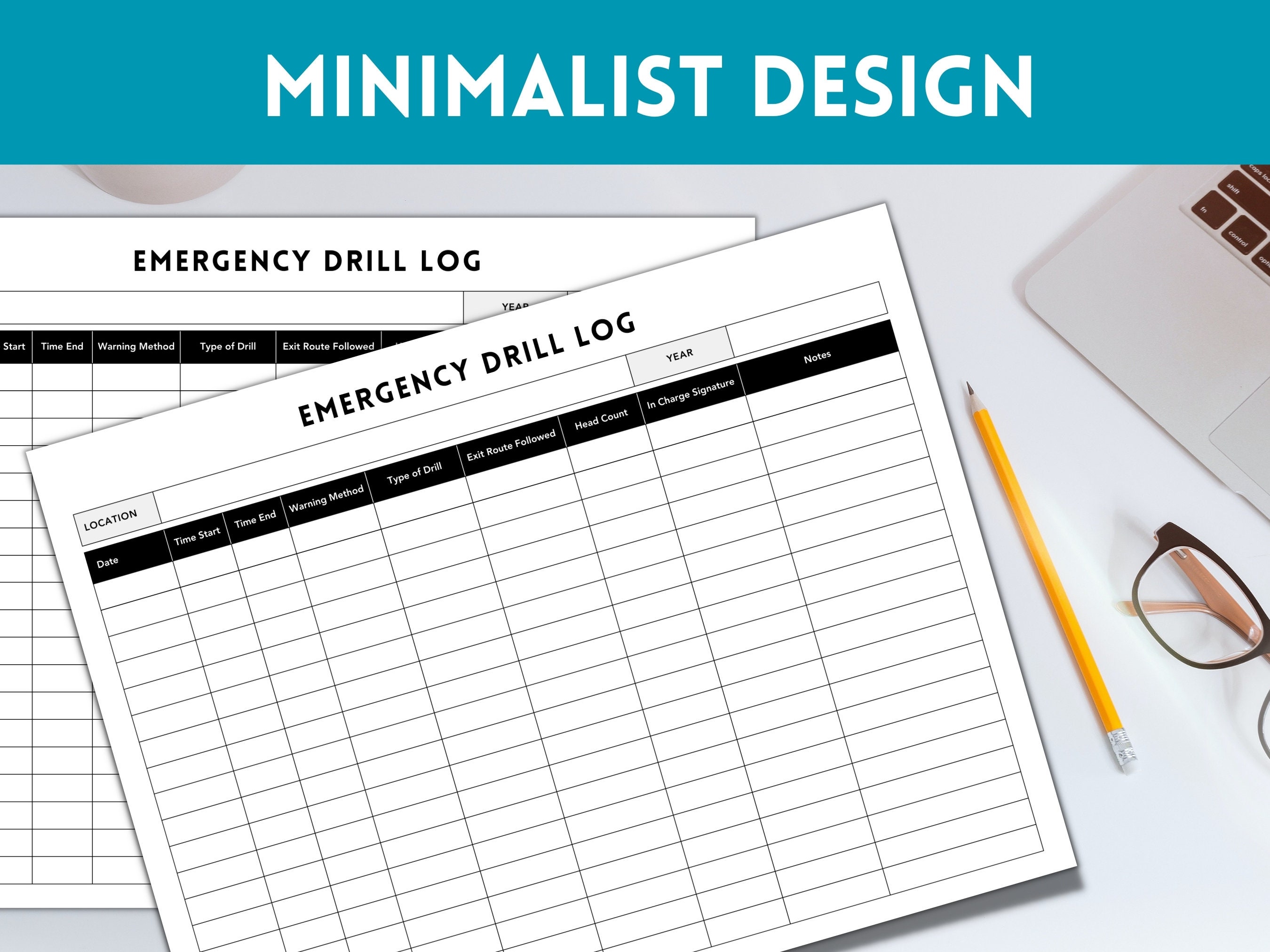 Printable Emergency Drill Log, Emergency Drill Record, Fire Drill Log