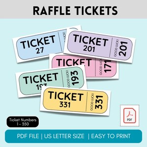 Printable Raffle Tickets, Enter to Win Ticket, Enter to Win Raffle Ticket Template, Minimalist Raffle ticket, Colourful Number Raffle Ticket