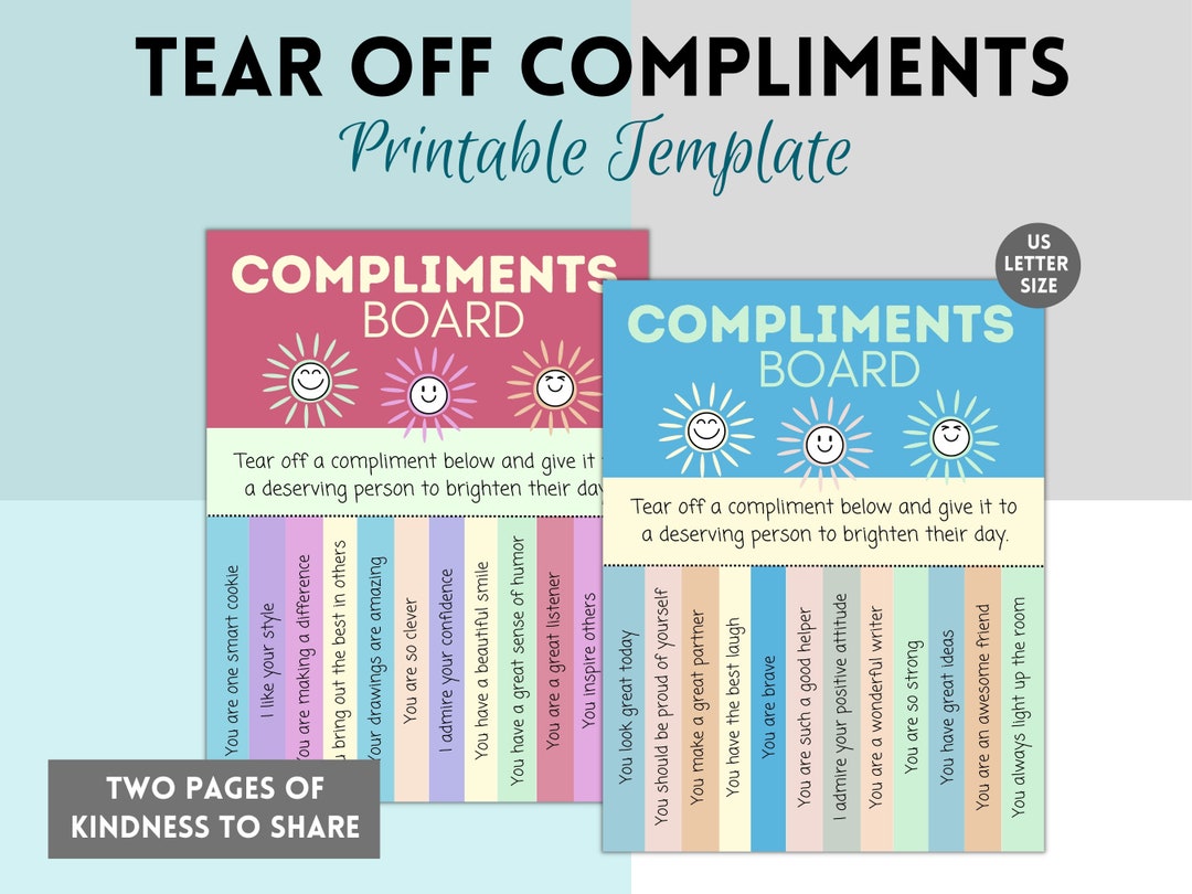 Printable Tear off Compliments, Random Acts of Kindness Activity ...