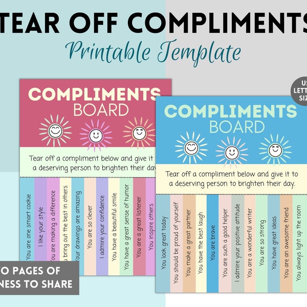 Printable Tear Off Compliments, Random Acts of Kindness Activity, Compliment Cards, Encouragement Notes, Teacher Classroom Resources, School