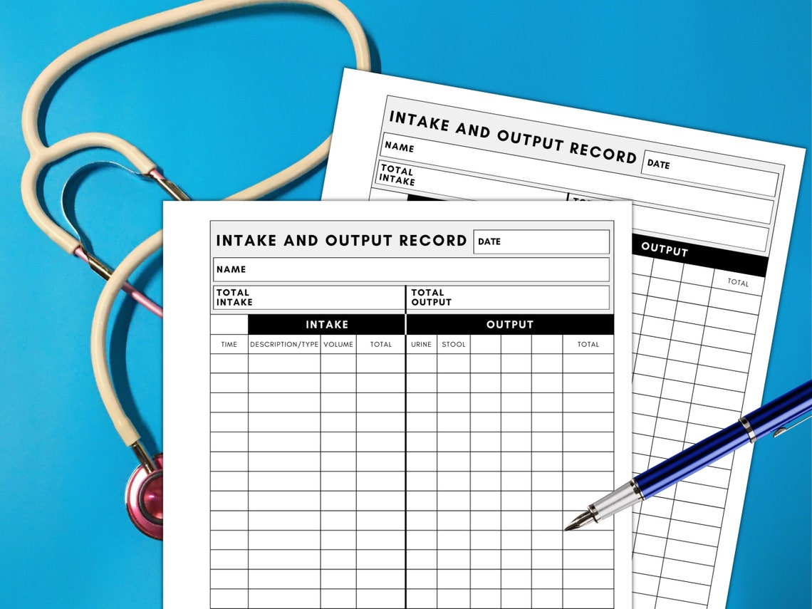 Fluids Intake and Output Record, Fluid Balance Chart, Intake and Output ...