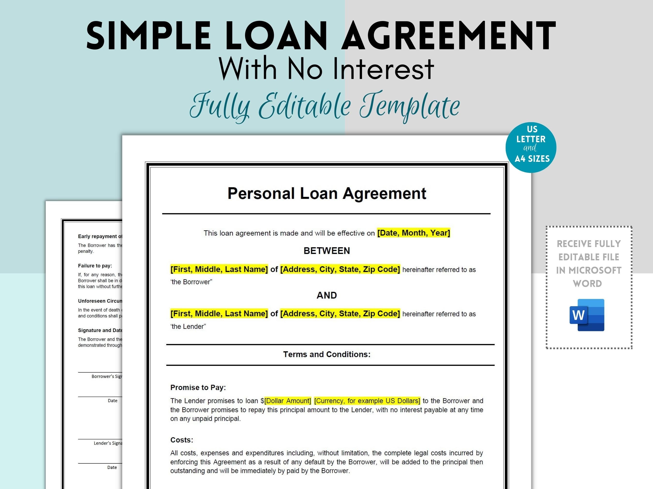 Simple personal loan agreement template personal loan contract family