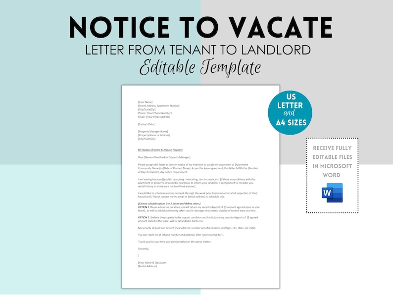 Notice to Vacate Template, Notice to Vacate Letter, Notice to Vacate