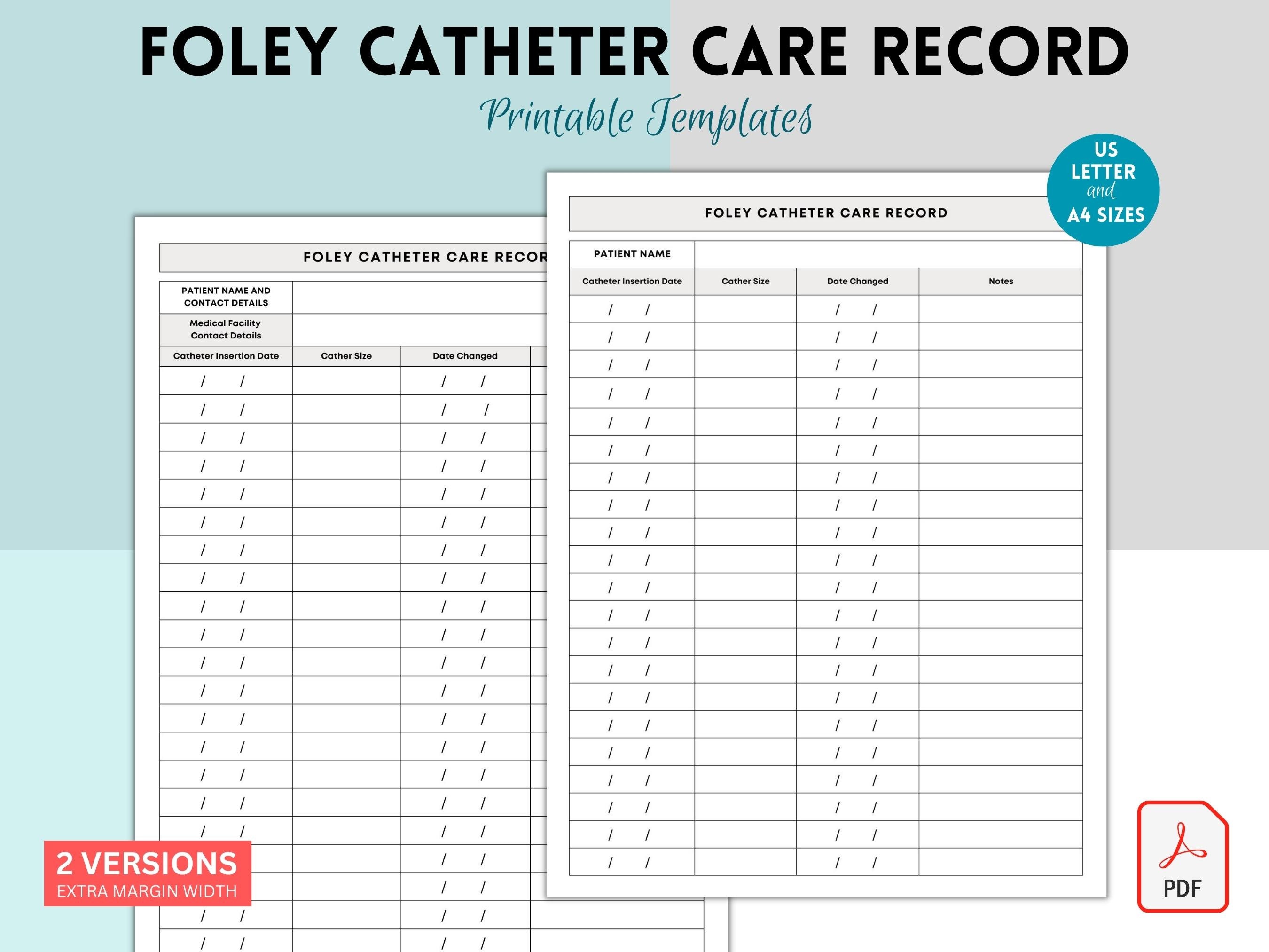 Foley catheter care chart catheter form foley catheter record sheet