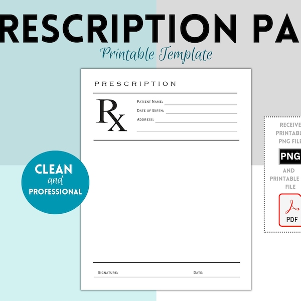 Prescription Pad Template,  Rx Prescription Notepad Template,  Prescription Form, Doctor Prescription