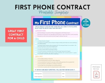 Cell Phone Contract for Child, Cell Phone Agreement, Phone Contract for Kids, Cell Phone Rules, First Phone, Parent Child Contract