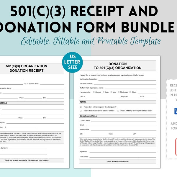 Donation to 501(c)(3) Organization, 501(c)(3) Donation Template, 501 Donation Form, Nonprofit Donation, Business Donation Form to Non-profit