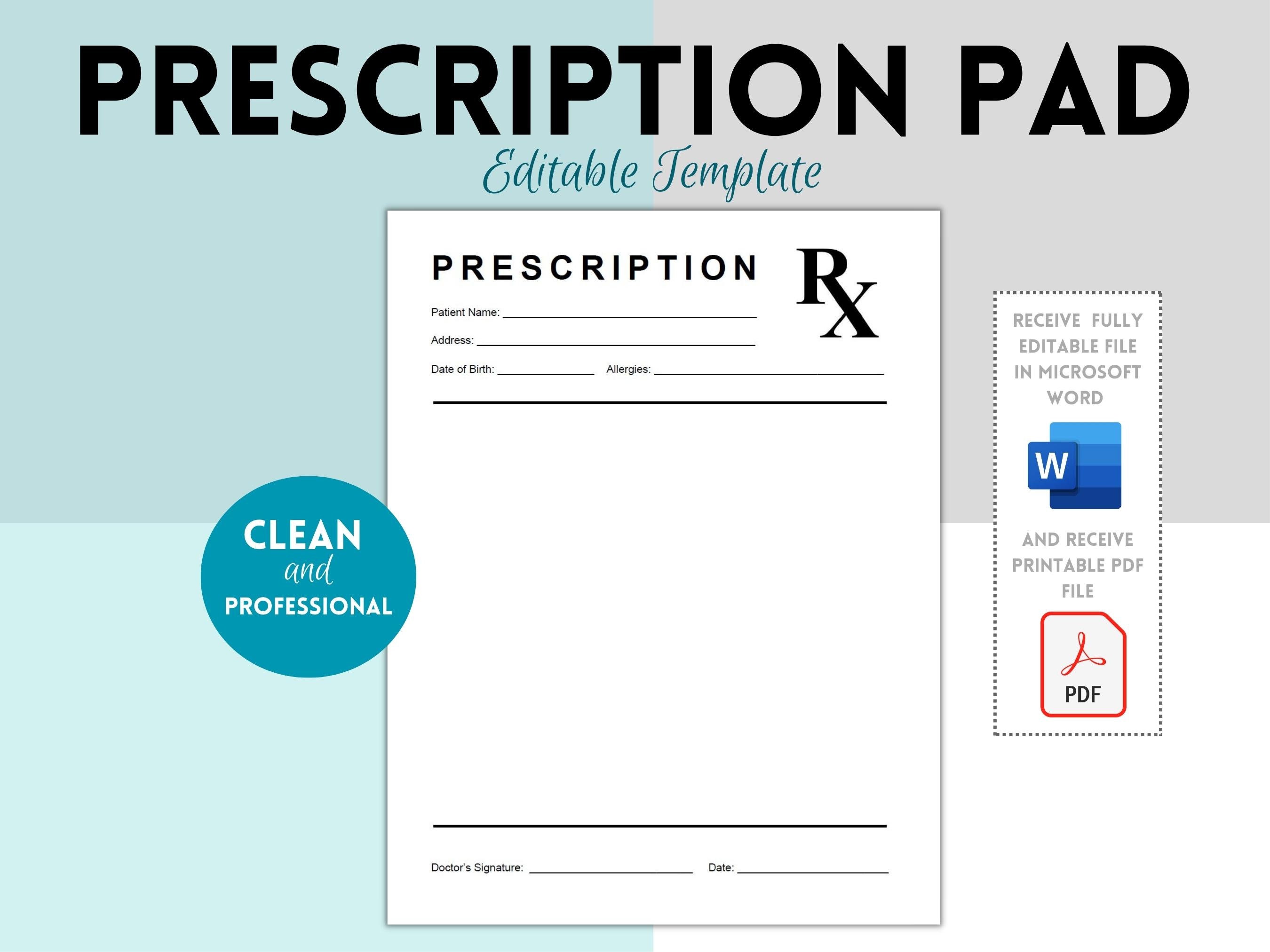 Prescription Pad Template, Rx Prescription Notepad Template Prescription Pad Template, Rx Prescription Notepad Template