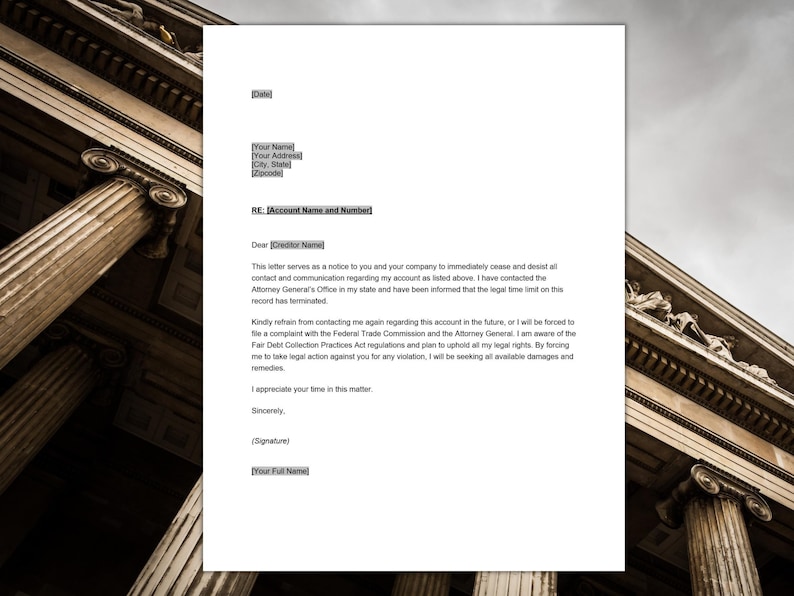 Debt Expired Letter, Professional Letter, Statute of Limitations to A