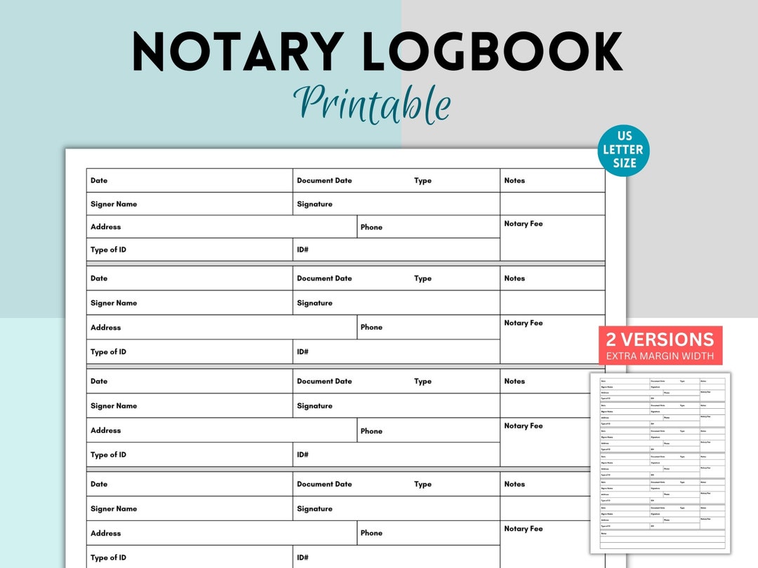 Printable Notary Journal, Notary Log Book, Notary Book Printable, Notary Record Book, Notary Signing Agent, Notary Supplies, Notary Public - Etsy Printable Notary Journal, Notary Log Book, Notary Book Printable, Notary Record Book, Notary Signing Agent, Notary Supplies, Notary Public - Etsy