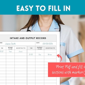 Fluids Intake and Output Record, Fluid Balance Chart, Intake Output ...