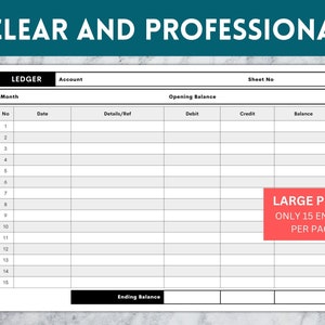 Large Print Accounting Ledger, Accounting Ledger, Printable Ledger ...