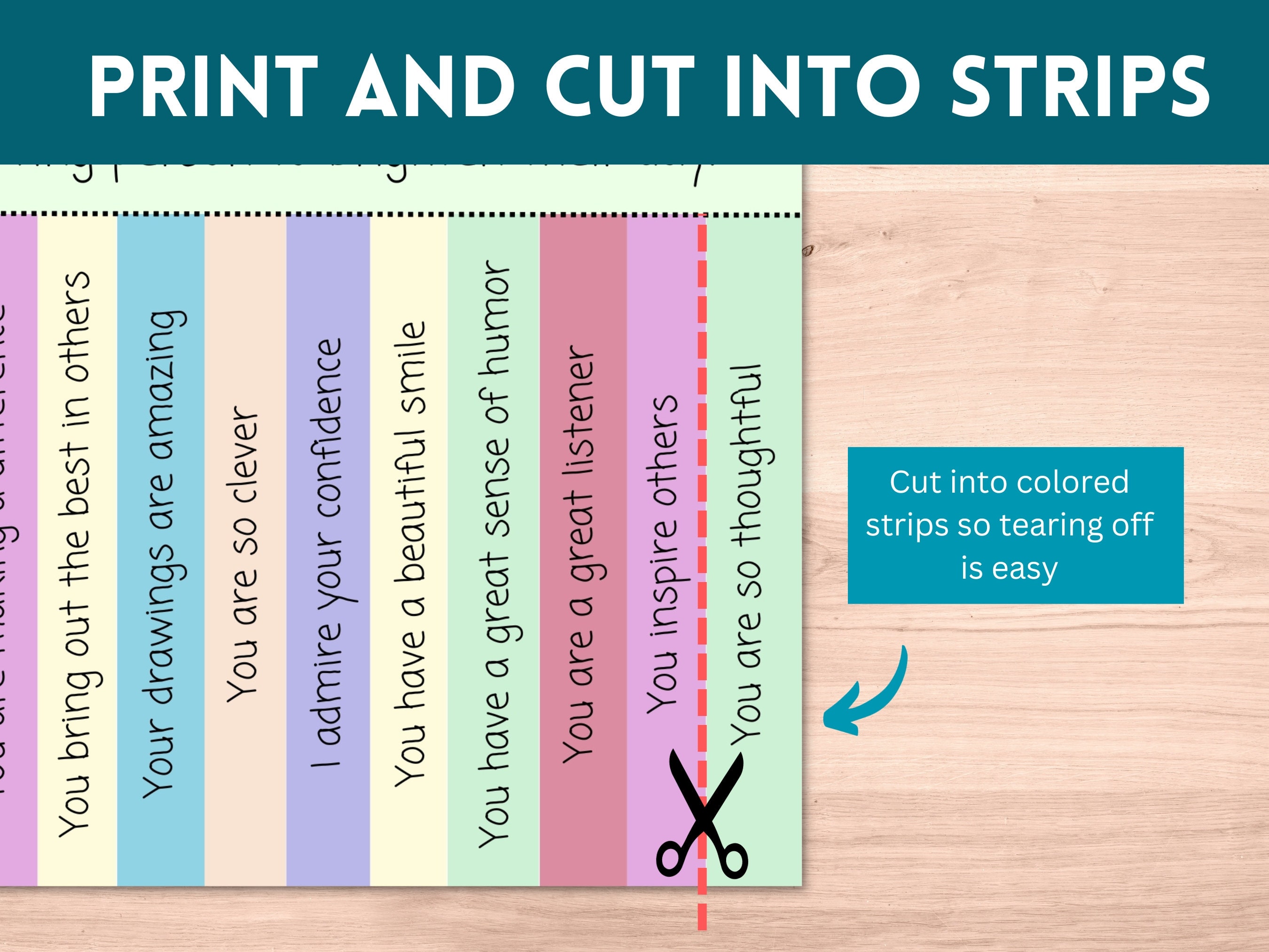Printable Tear off Compliments, Random Acts of Kindness Activity, Compliment Cards ...