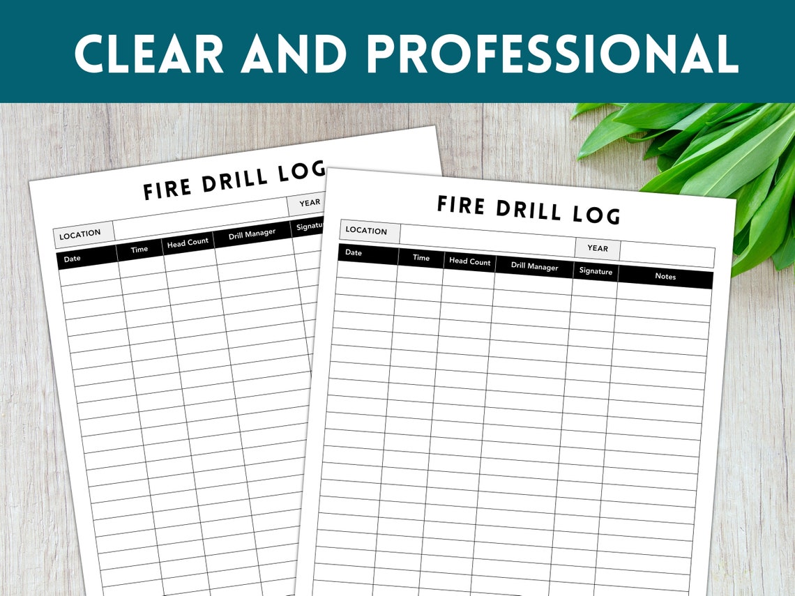 Fire Drill Log Printable Fire Drill Practice Fire Drill Log School Fire Drill Log Printable Fire Drill Practice Fire Drill Log School