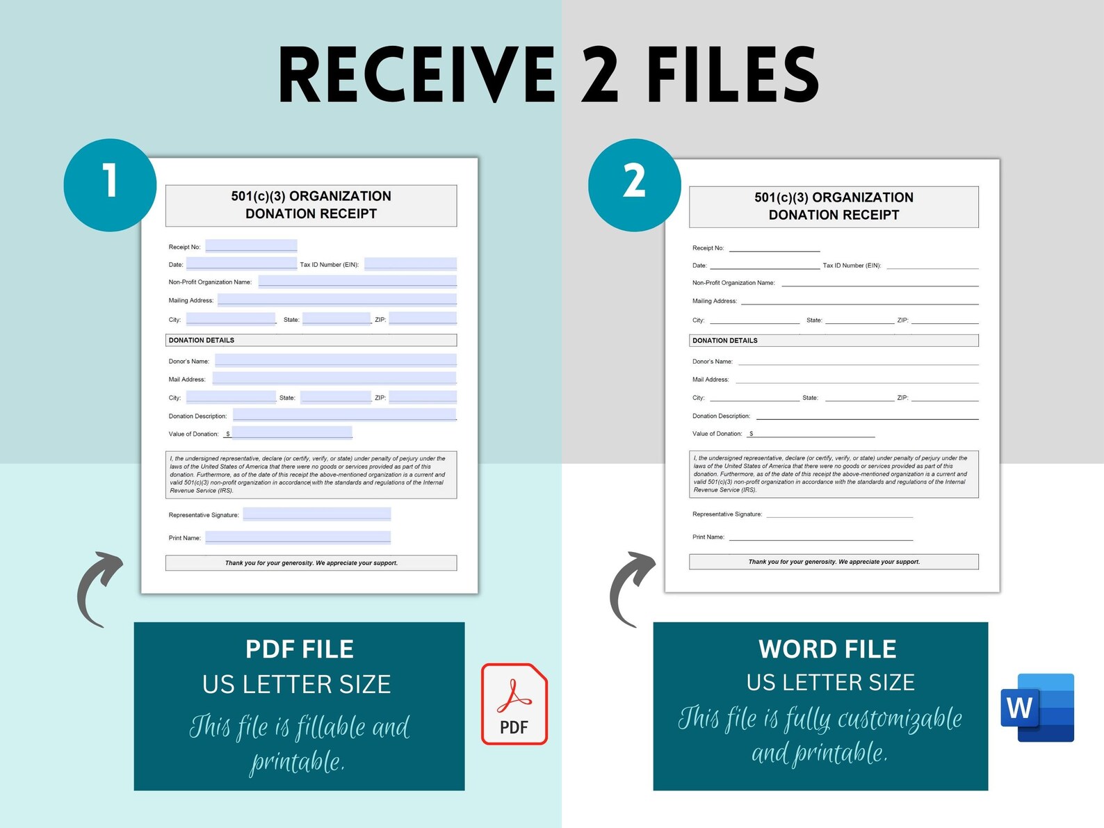 501(c)(3) Donation Receipt, 501(c)(3) Donation Receipt Template, 501(c ...