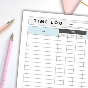 Time Log Printable, Work Log Sheet, Time Tracker, Working Hours ...